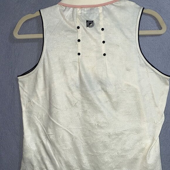 Jamie Sadock Sleeveless Crinkle 4-Snap Buttons Ivory Women's Golf Shirt Top Sz S - Picture 3 of 8